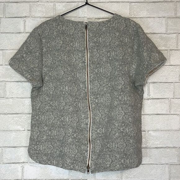 J. Crew Zip Back Brocade Short Sleeve Blouse XL - Picture 3 of 6
